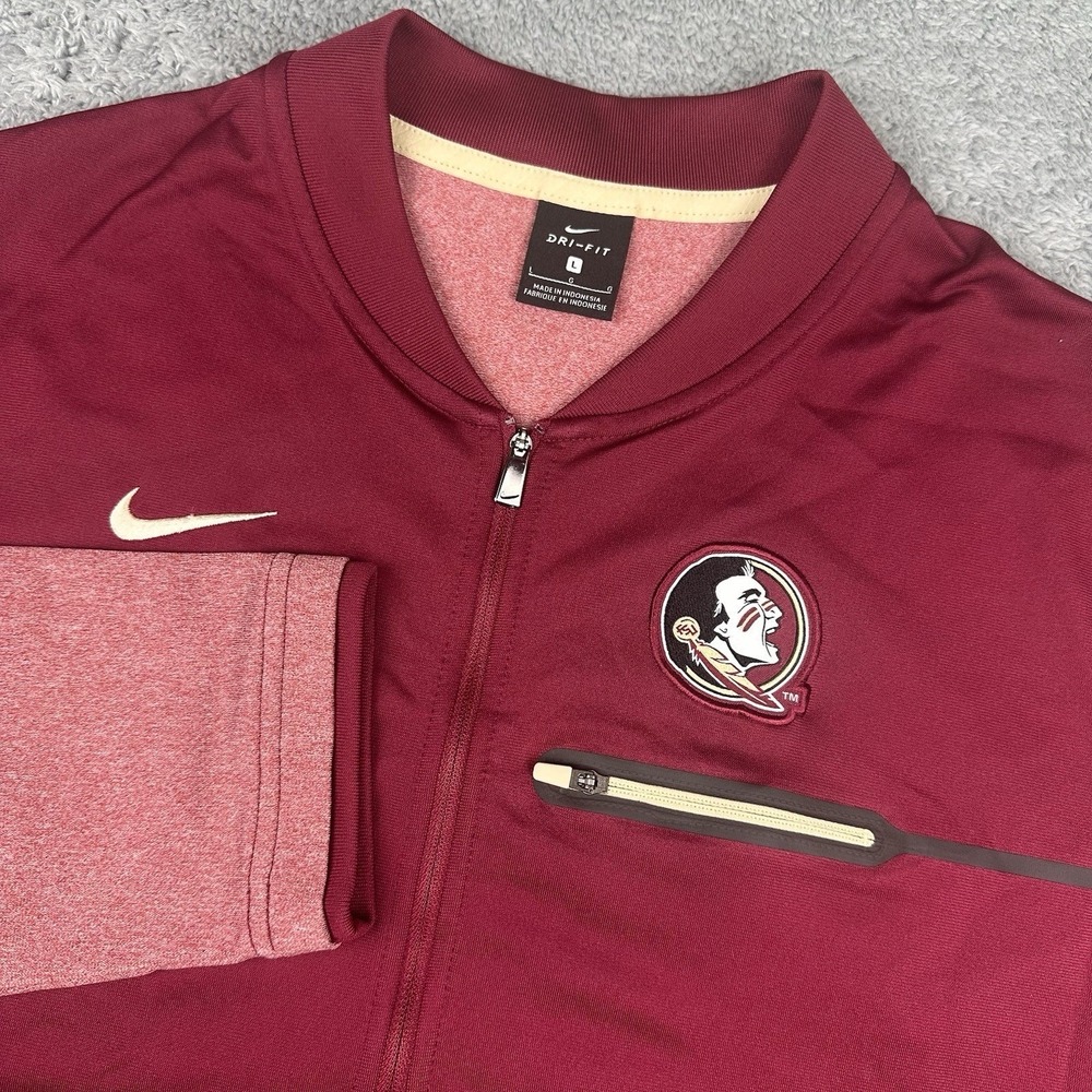 Florida State Seminoles 1/4 Zip Pullover Jacket Mens L Garnet Nike Dri-Fit FSU